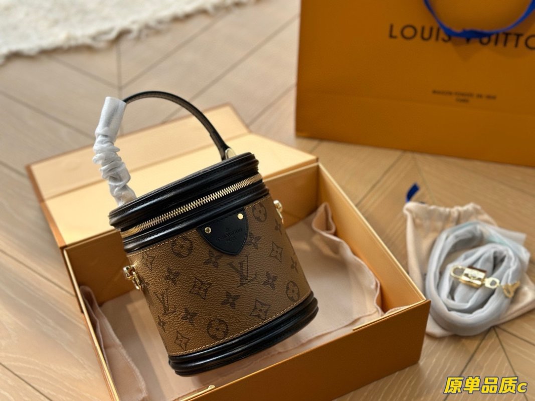 Louis Vuitton Monogram Cannes Barrel Bag - Tan/Black