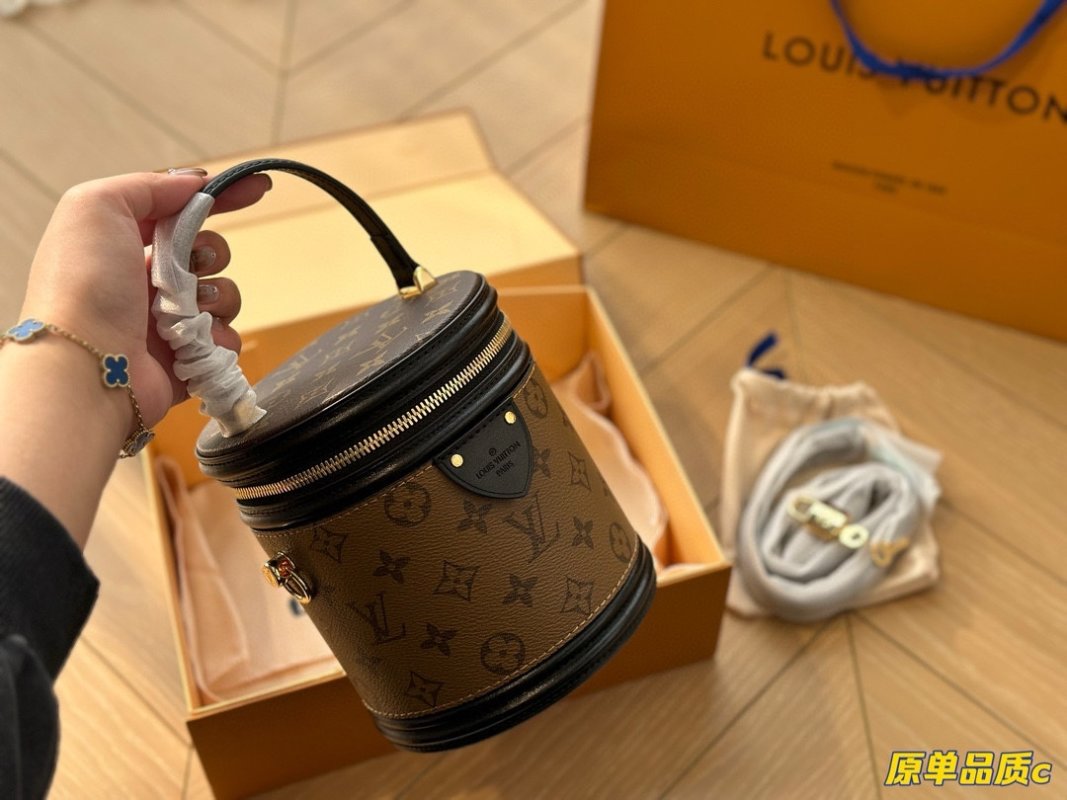 Louis Vuitton Monogram Cannes Barrel Bag - Tan/Black view