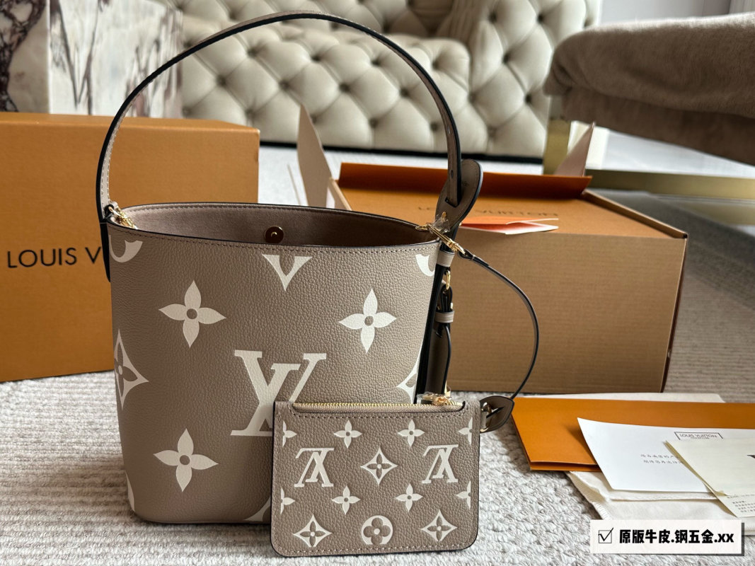 Louis Vuitton BB Monogram Canvas Bucket Bag Beige