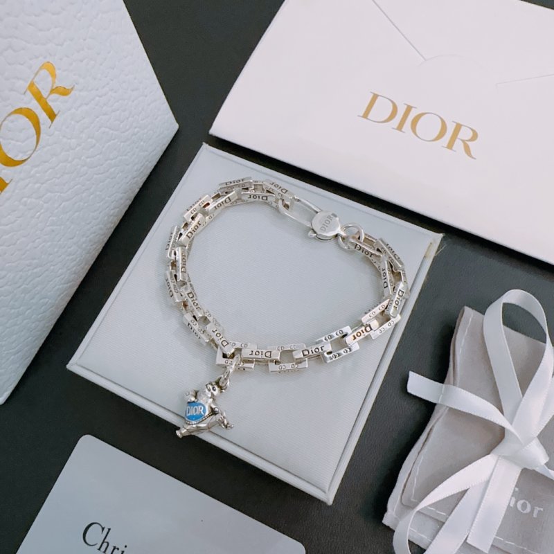 Dior Silver Chain Link Bracelet with Charm view