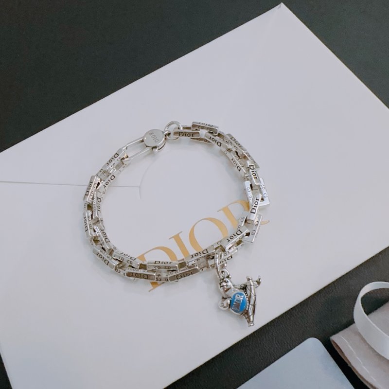 Dior Silver Chain Link Bracelet with Charm view