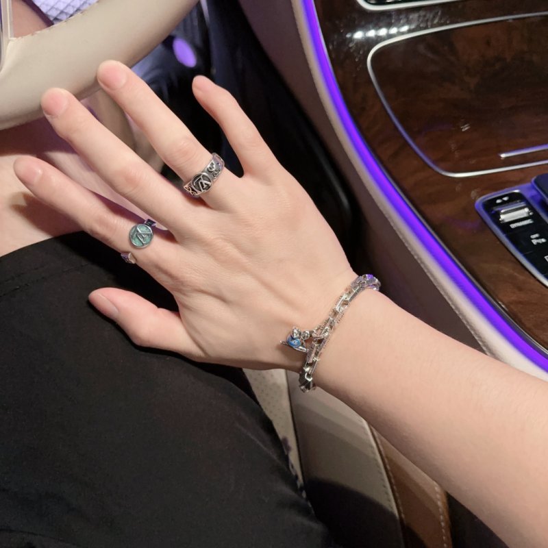 Dior Silver Chain Link Bracelet with Charm view