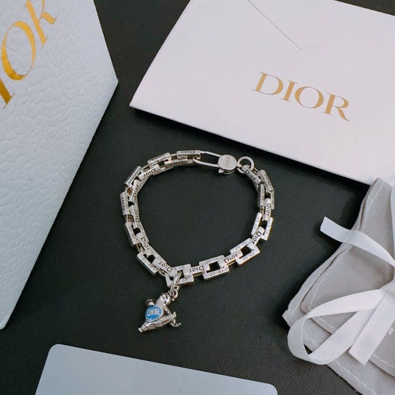 Dior Silver Chain Link Bracelet with Charm view