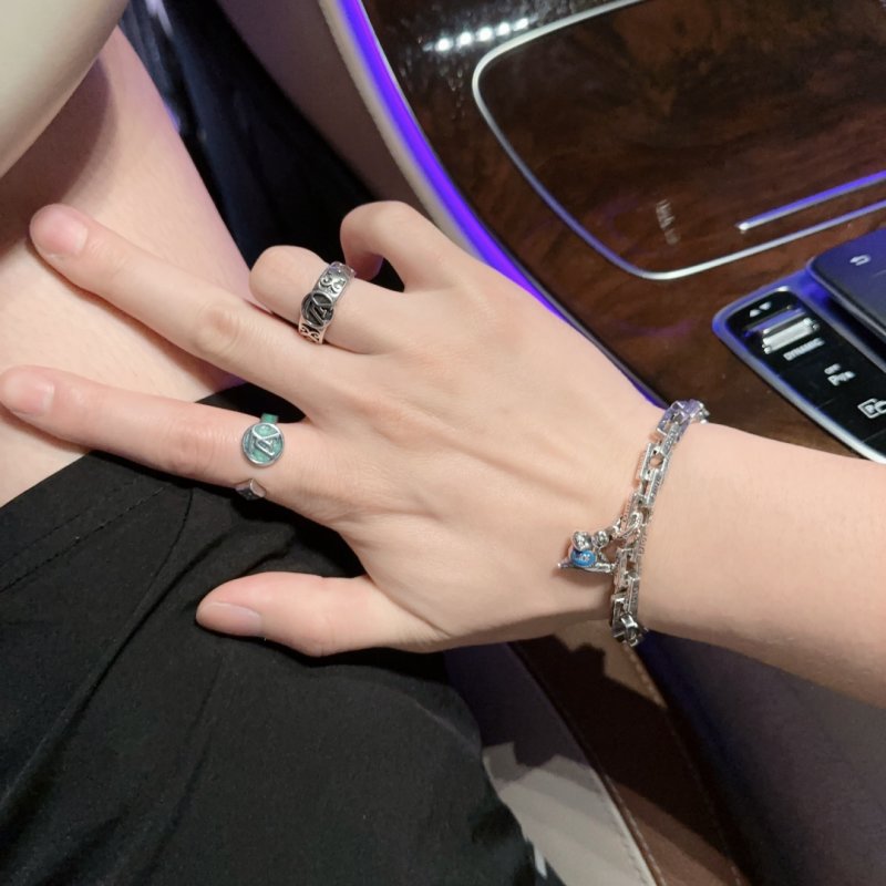Dior Silver Chain Link Bracelet with Charm view