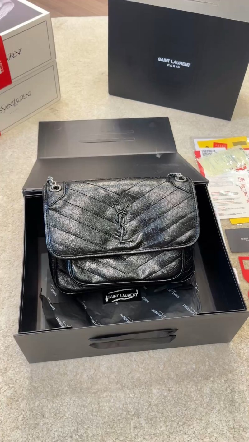 Saint Laurent Black Quilted Leather Shoulder Bag