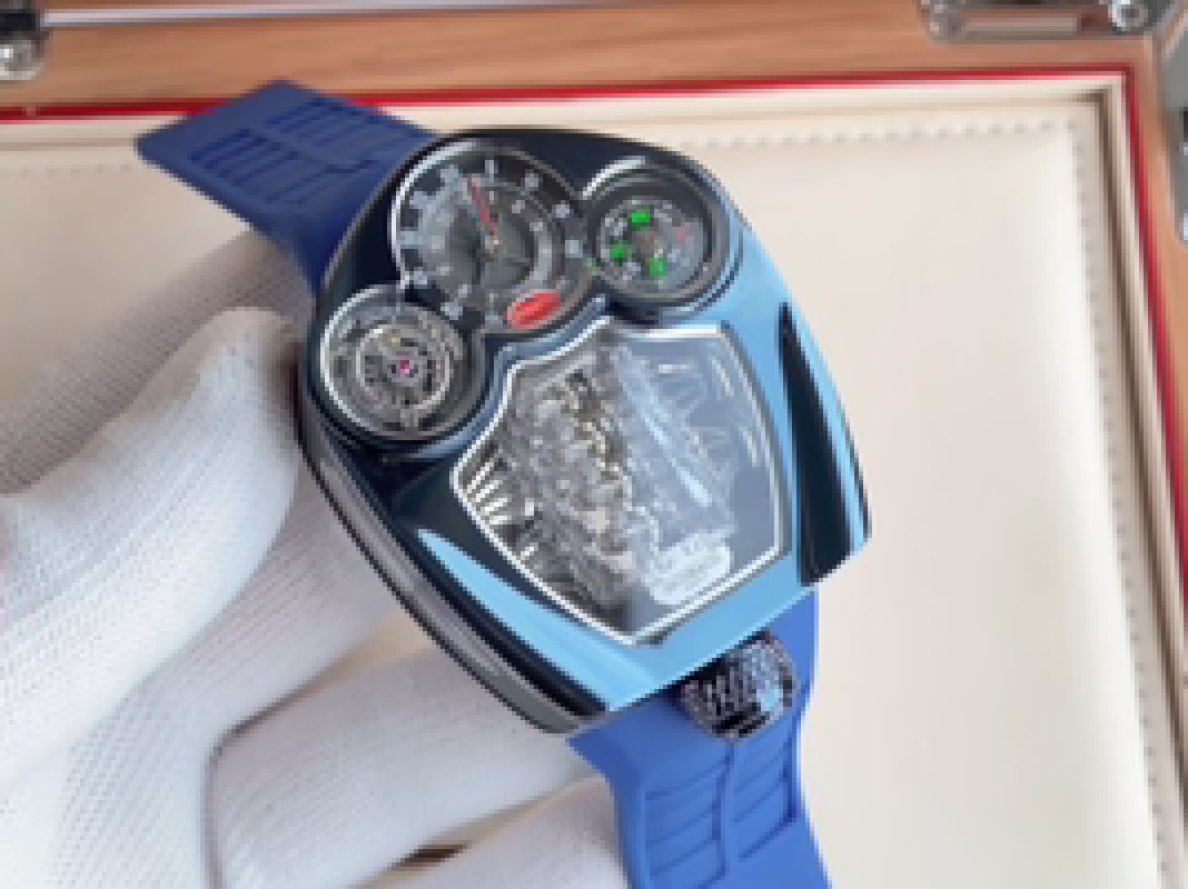 Jacob & Co Triple Time Zone Blue Rubber Watch