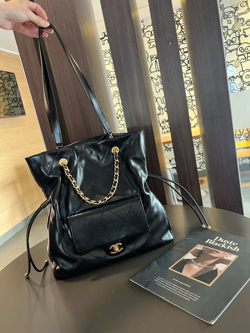 Chanel 25C Black Quilted Tote Bag