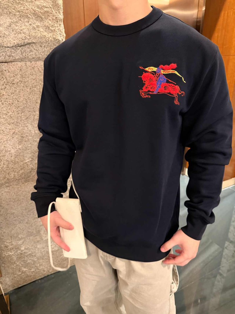 Burberry EKD Embroidered Black Crewneck Sweatshirt