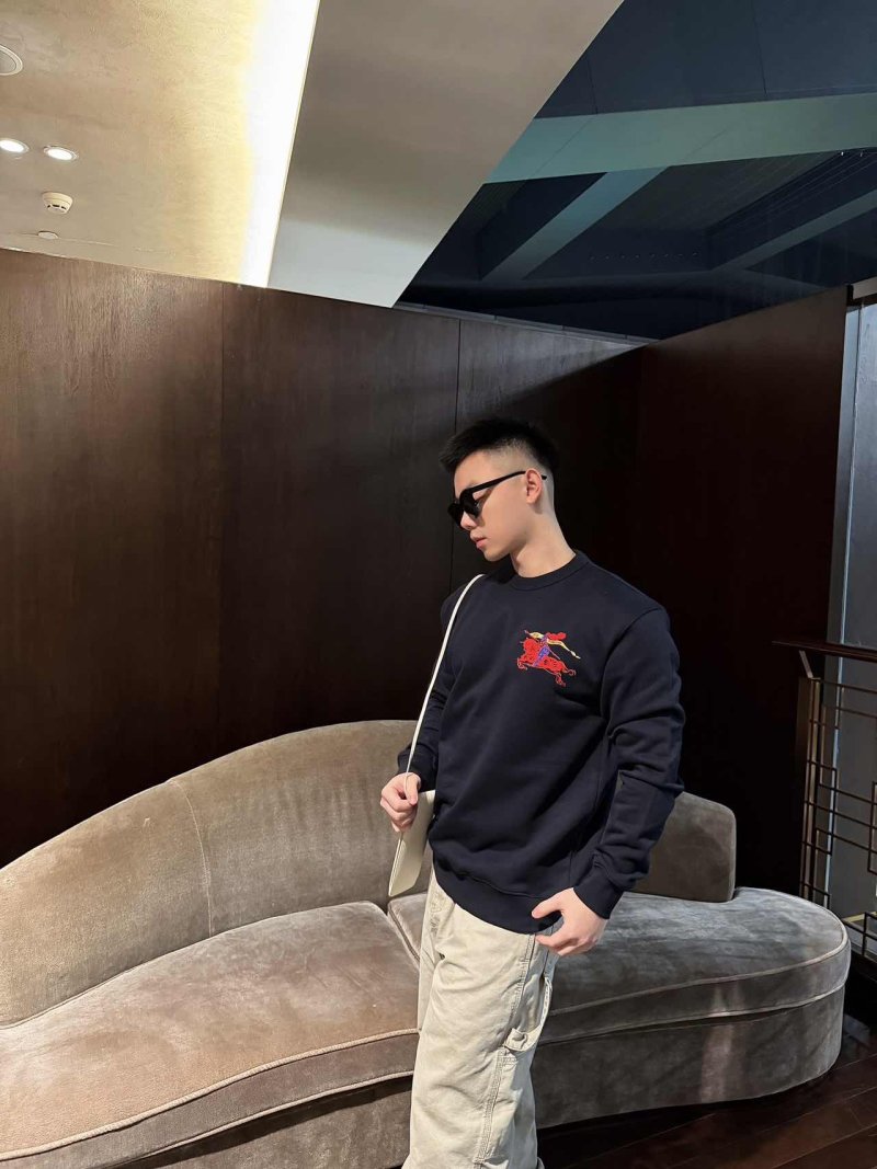 Burberry EKD Embroidered Black Crewneck Sweatshirt view
