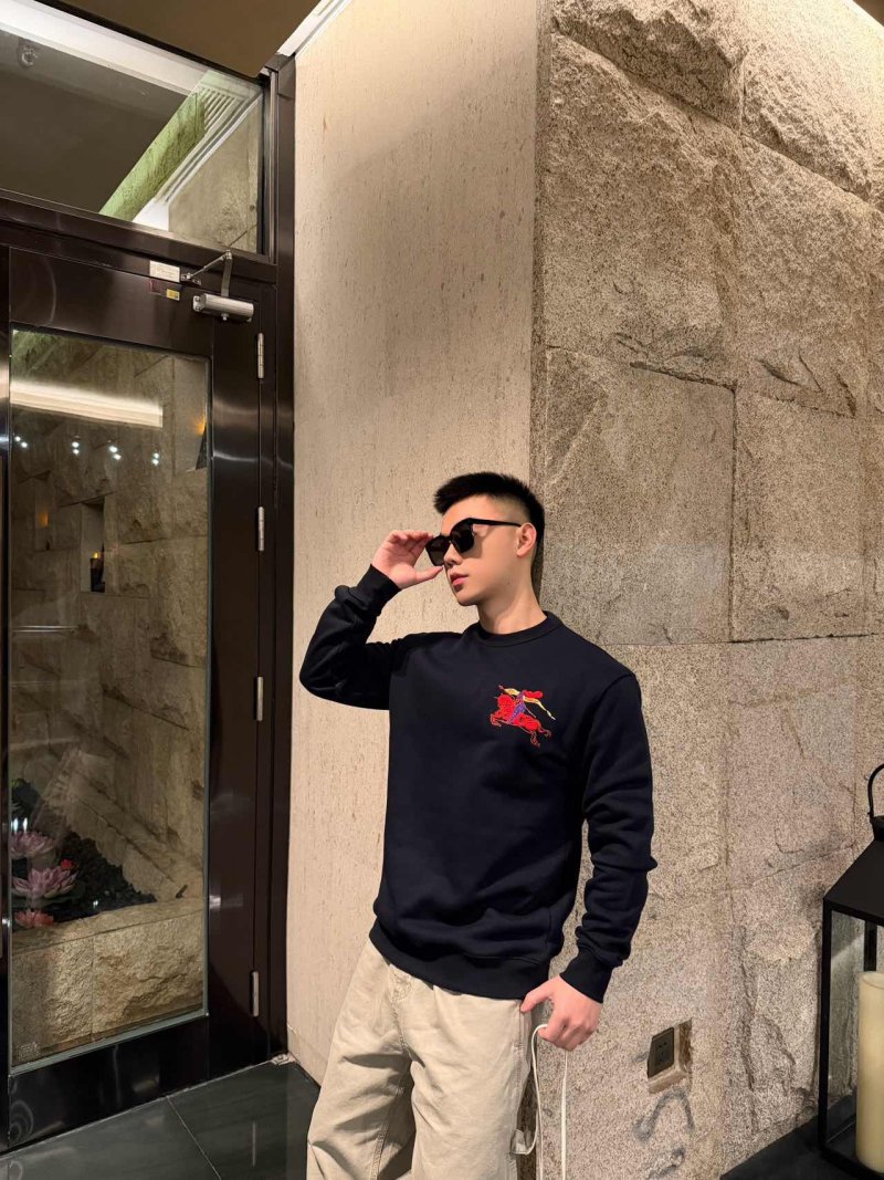 Burberry EKD Embroidered Black Crewneck Sweatshirt view