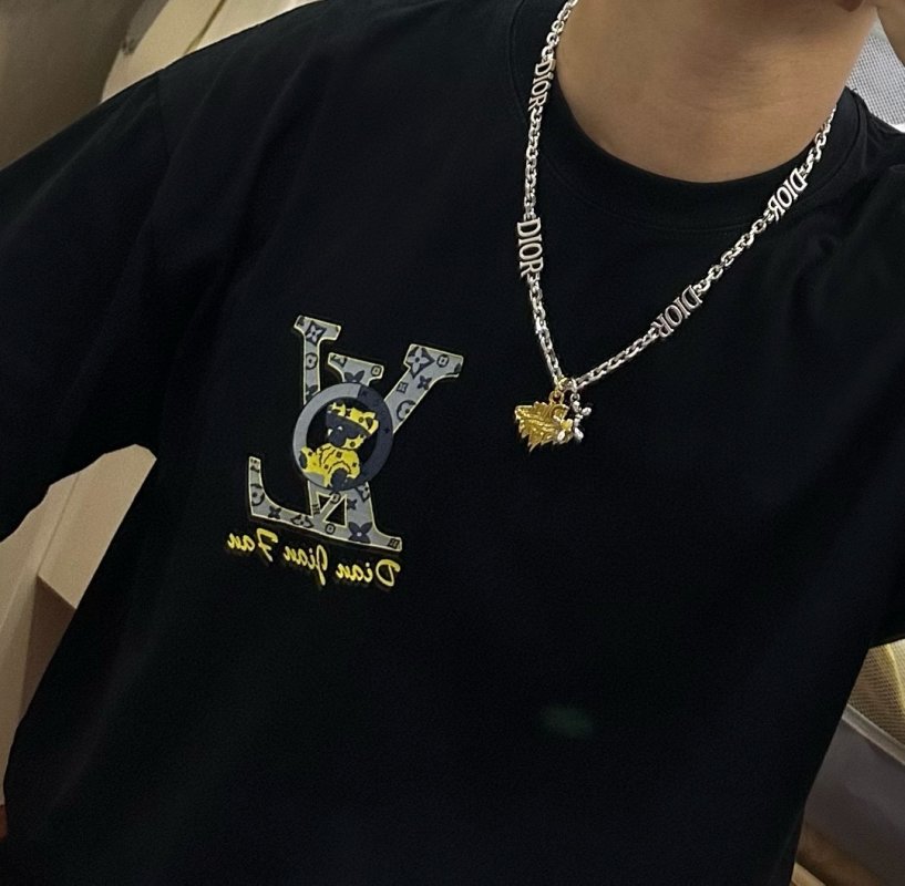 Dior Silver Chain Necklace with Gold Pendant view