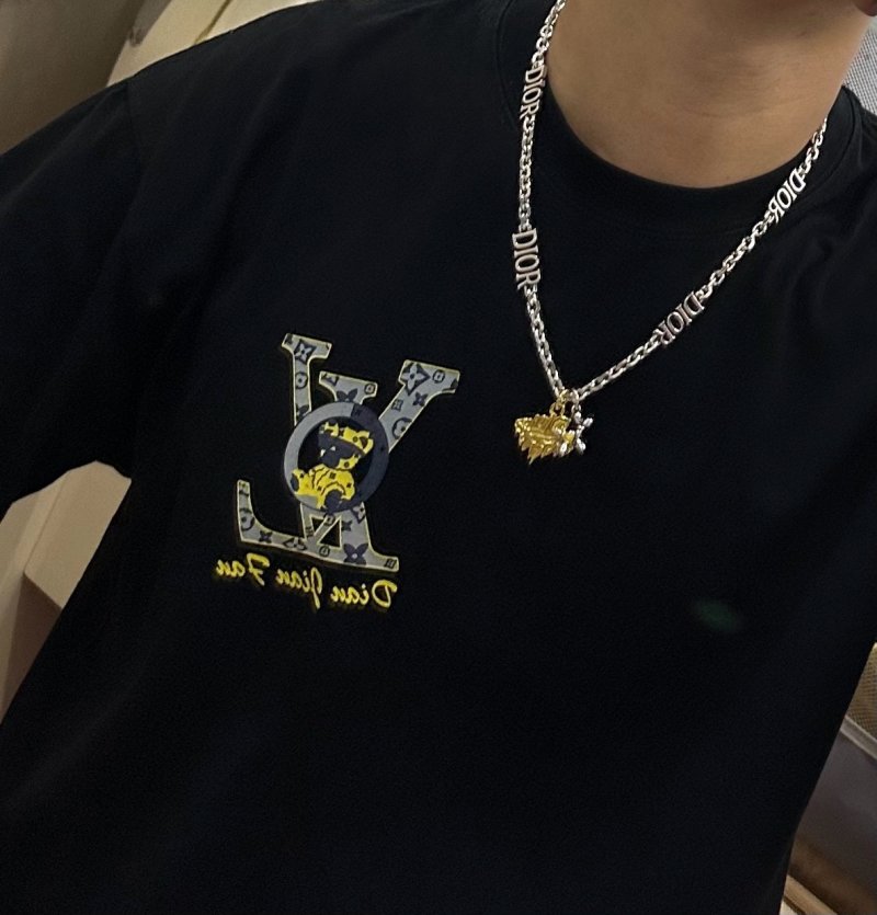 Dior Silver Chain Necklace with Gold Pendant view