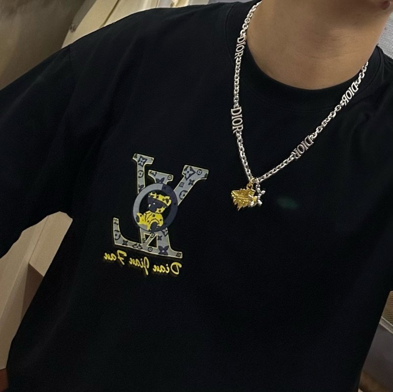 Dior Silver Chain Necklace with Gold Pendant view