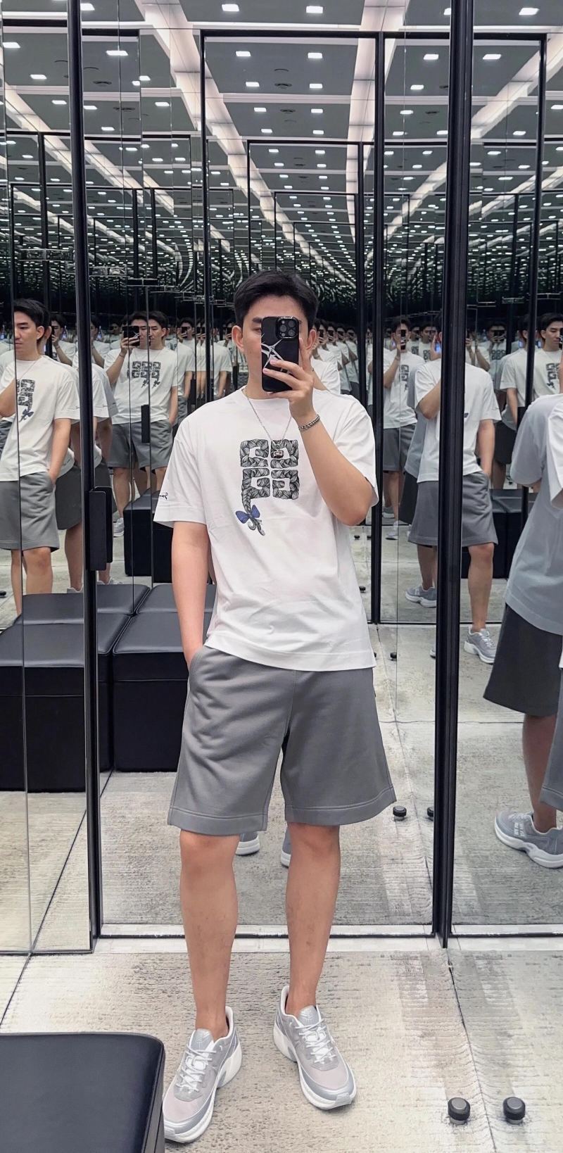 White Graphic Print Short Sleeve T-Shirt with Floral Cross Design view