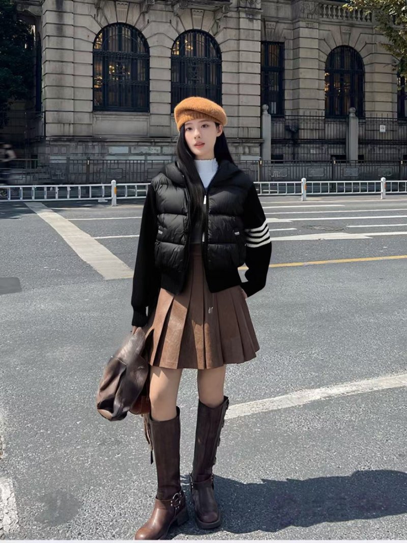 Thom Browne Four-Stripe Knit Puffer Jacket Black view