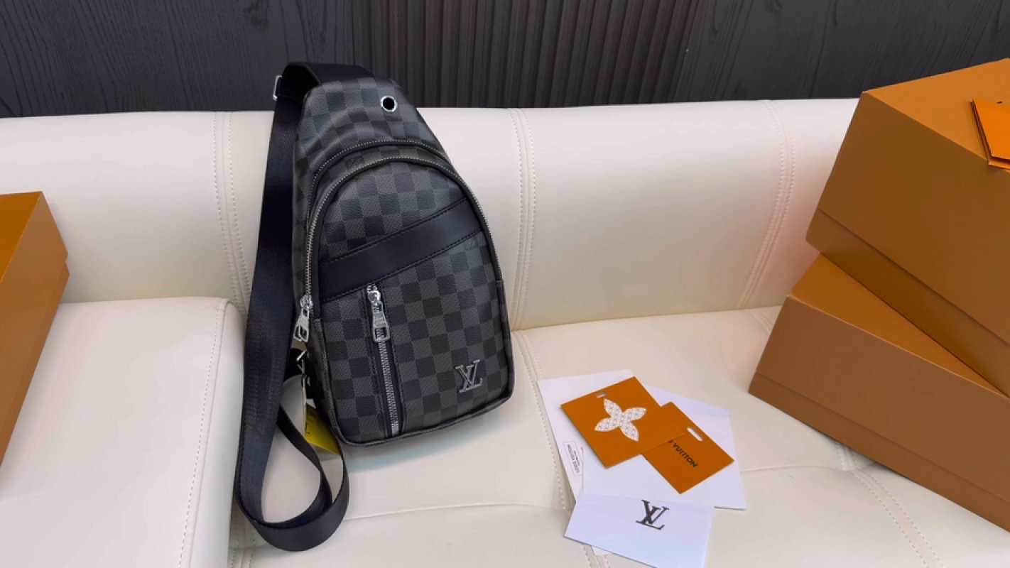 Louis Vuitton Damier Graphite Sling Chest Bag Black