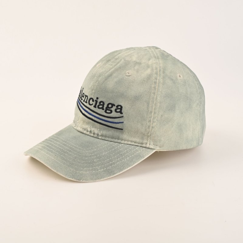 Balenciaga Wave Embroidered Distressed Baseball Cap - Sage view