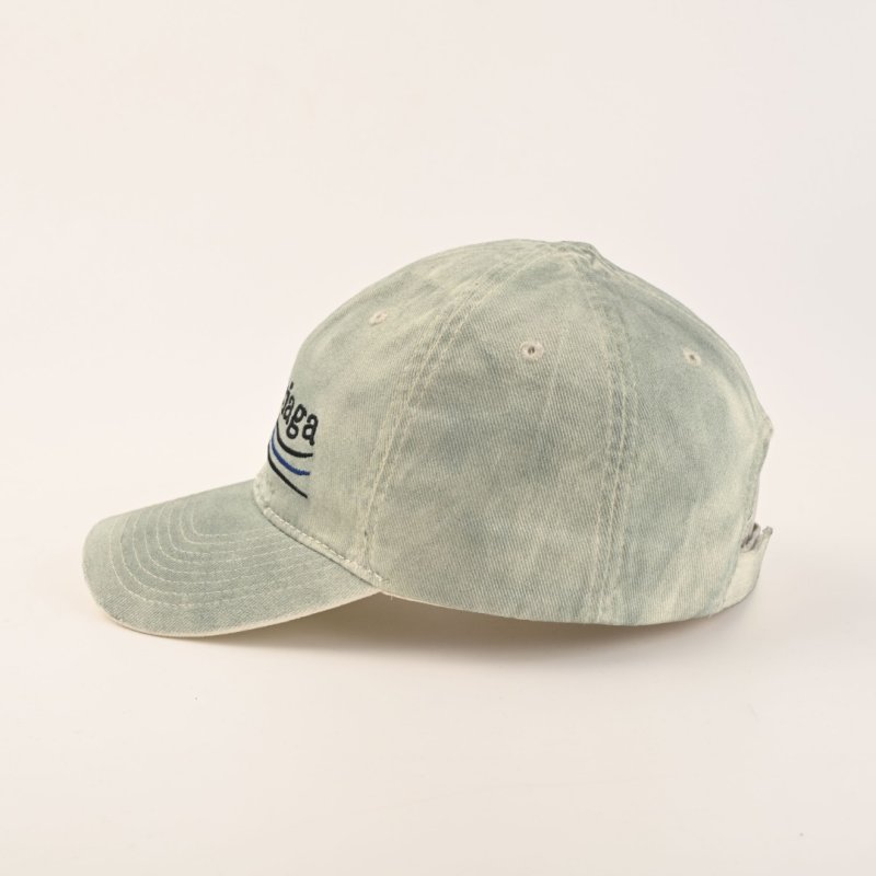 Balenciaga Wave Embroidered Distressed Baseball Cap - Sage view