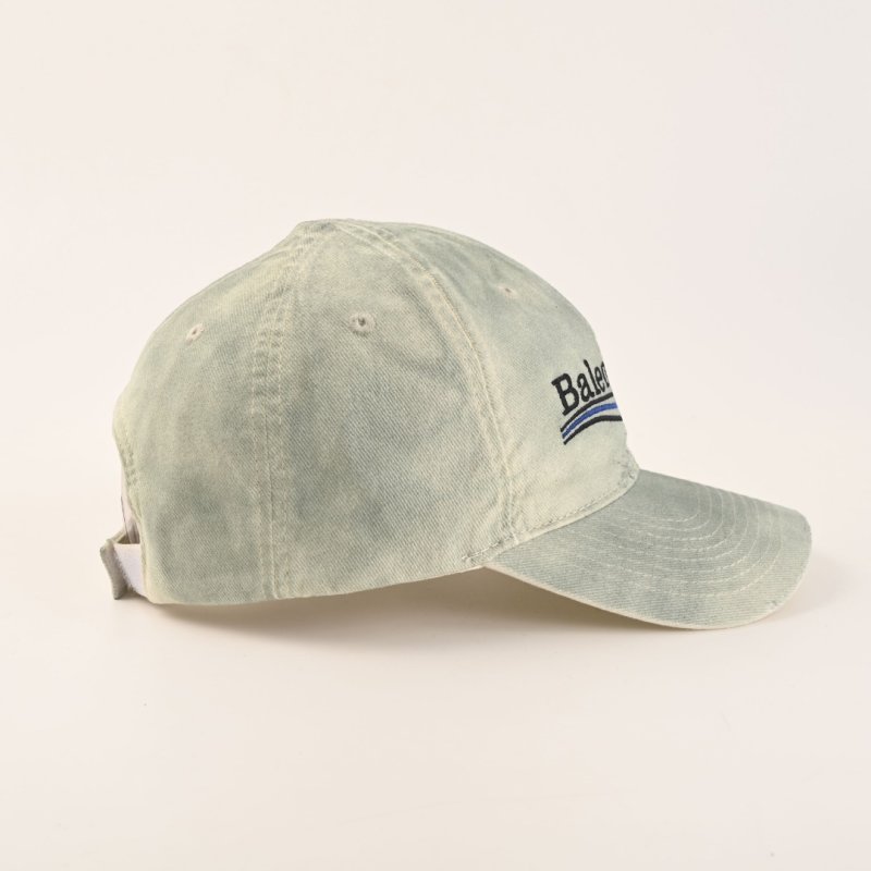 Balenciaga Wave Embroidered Distressed Baseball Cap - Sage view