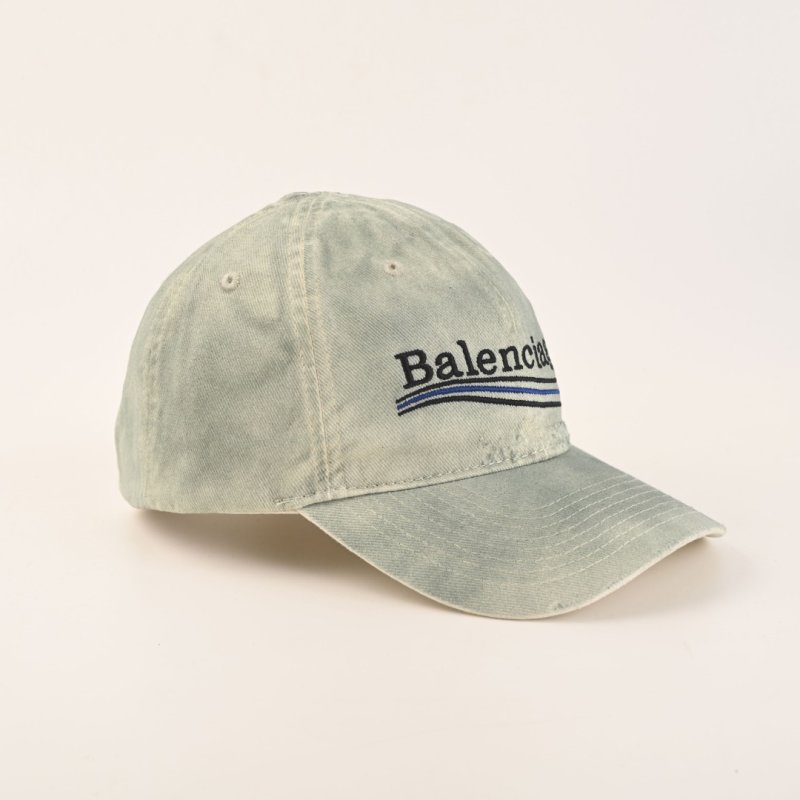 Balenciaga Wave Embroidered Distressed Baseball Cap - Sage view