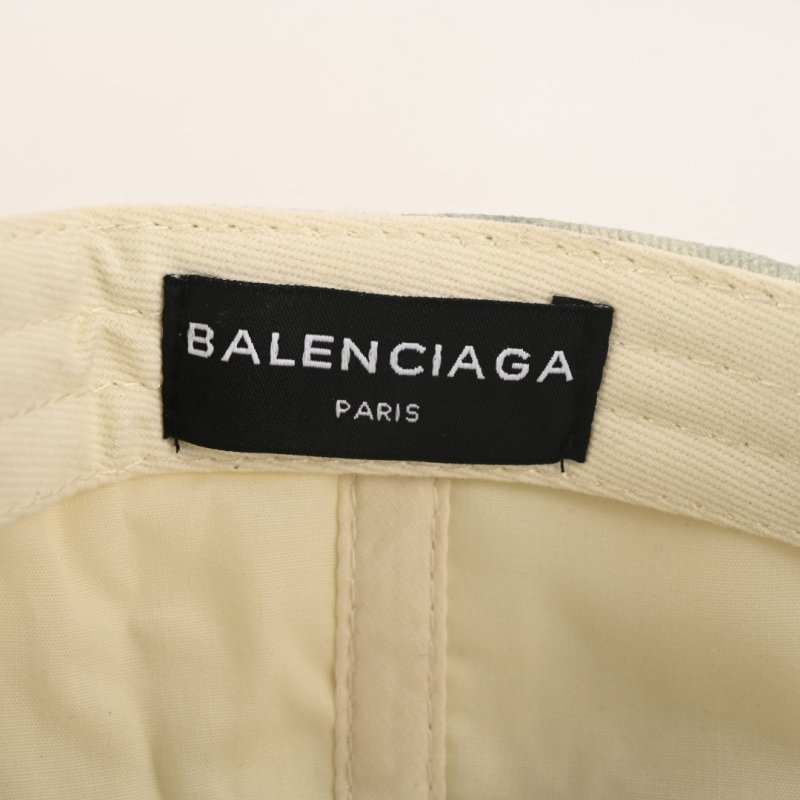 Balenciaga Wave Embroidered Distressed Baseball Cap - Sage view