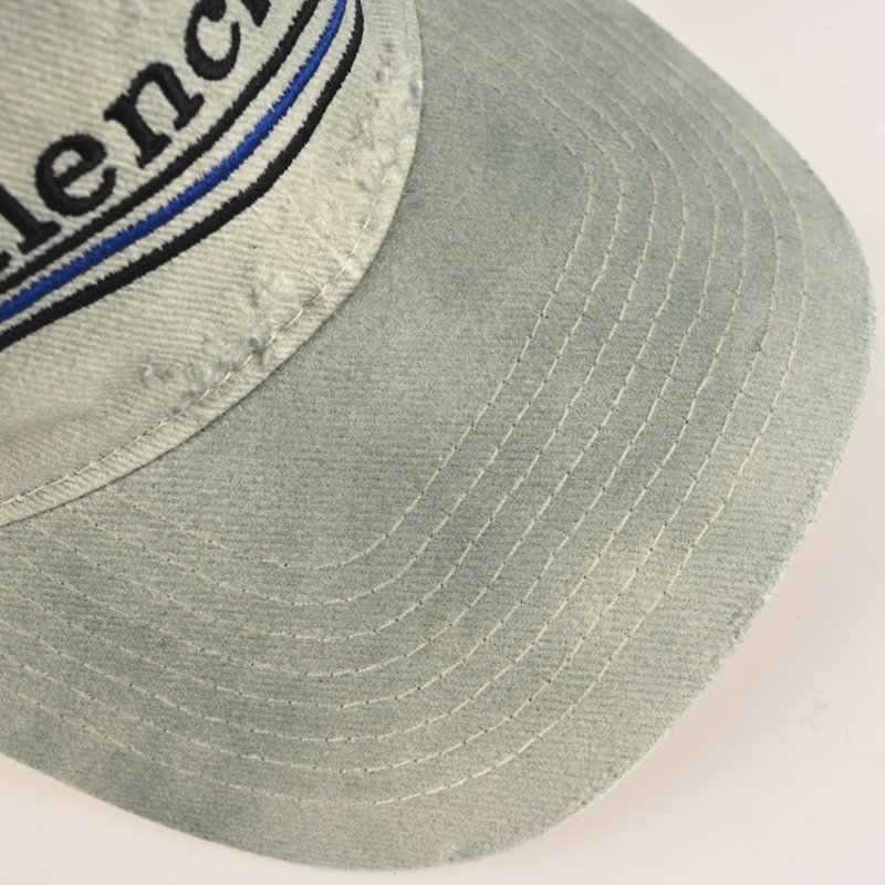 Balenciaga Wave Embroidered Distressed Baseball Cap - Sage view