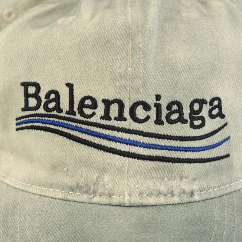 Balenciaga Wave Embroidered Distressed Baseball Cap - Sage view