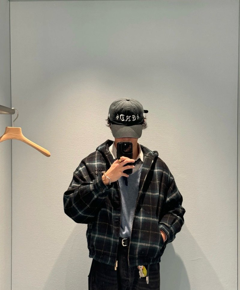 Teal Plaid Zip-Up Jacket view