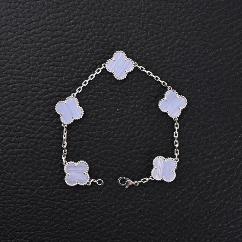 Van Cleef & Arpels Blue Chalcedony Clover Bracelet