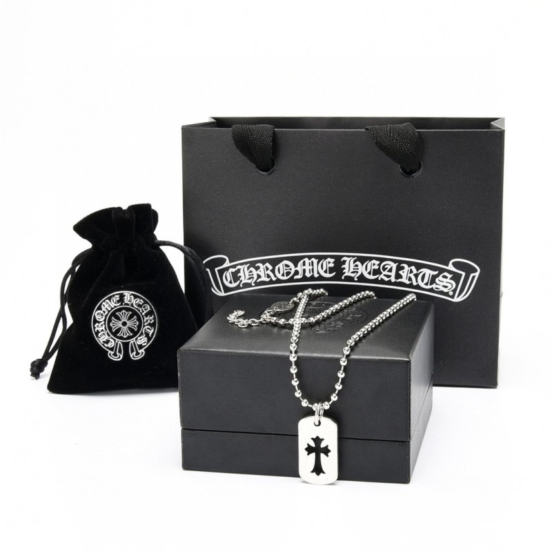 Chrome Hearts Hollow Cross Pendant Necklace Silver