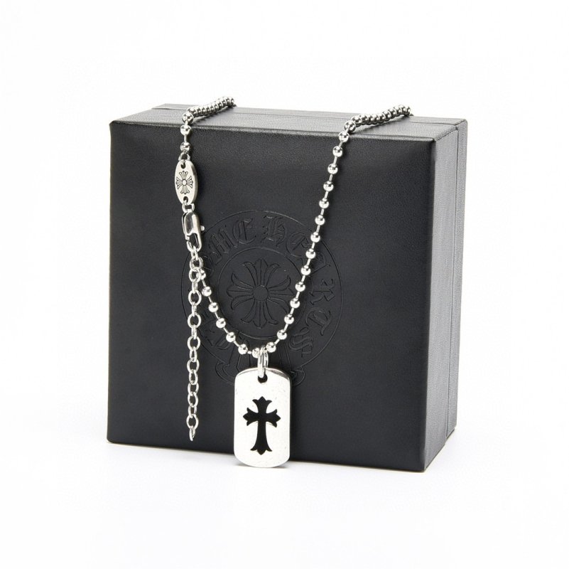 Chrome Hearts Hollow Cross Pendant Necklace Silver view