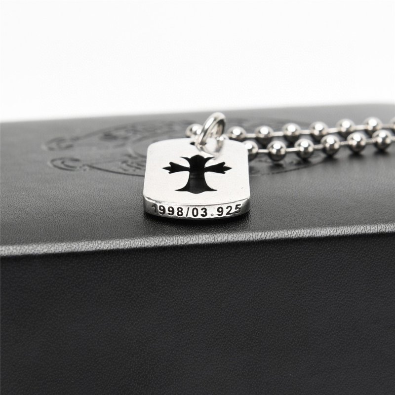 Chrome Hearts Hollow Cross Pendant Necklace Silver view