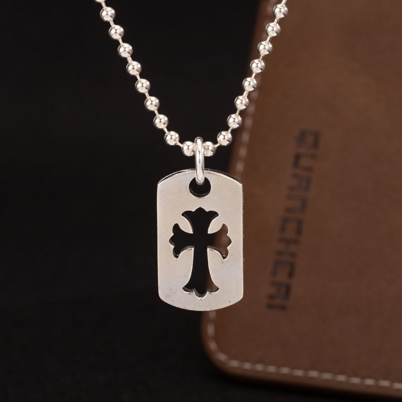 Chrome Hearts Hollow Cross Pendant Necklace Silver view