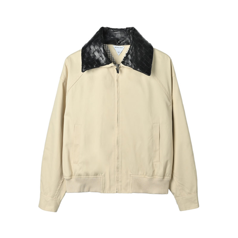 Beige Oversized Bomber Jacket with Contrast Collar view