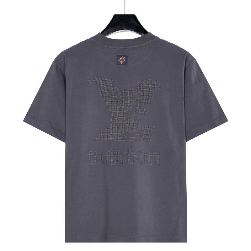 Louis Vuitton Monogram Logo Embroidered Charcoal T-Shirt view