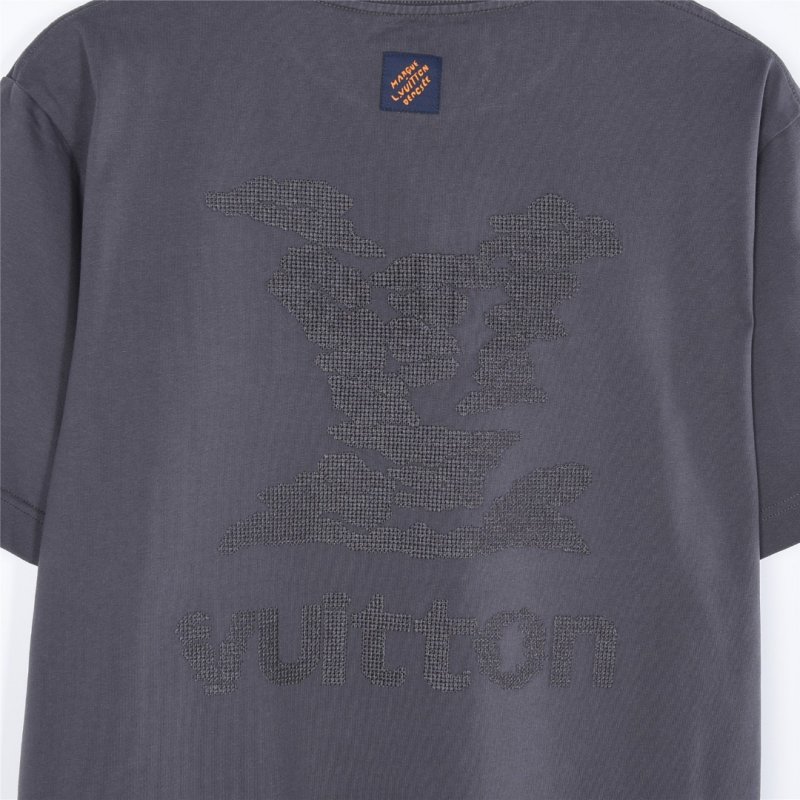 Louis Vuitton Monogram Logo Embroidered Charcoal T-Shirt view