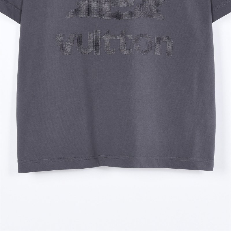 Louis Vuitton Monogram Logo Embroidered Charcoal T-Shirt view