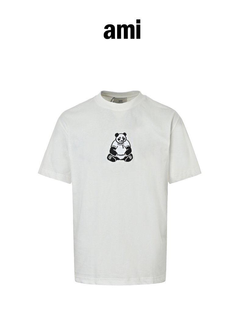 AMI Panda Embroidery Short Sleeve T-Shirt White