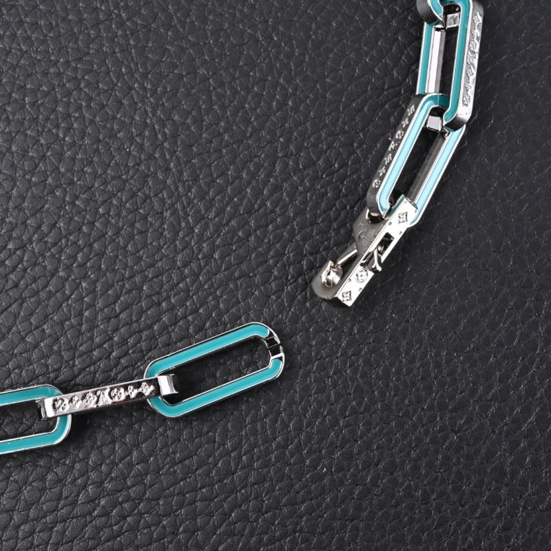 Louis Vuitton LV Monogram Bamboo Blue Enamel Link Necklace view