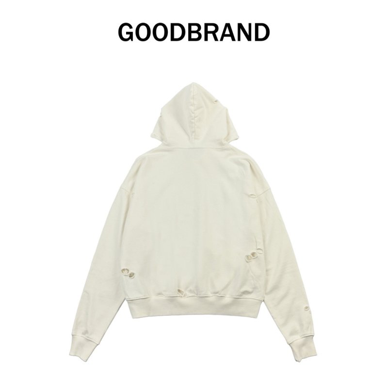 White Oversized Hoodie with Glitter Chain Graphic Print view