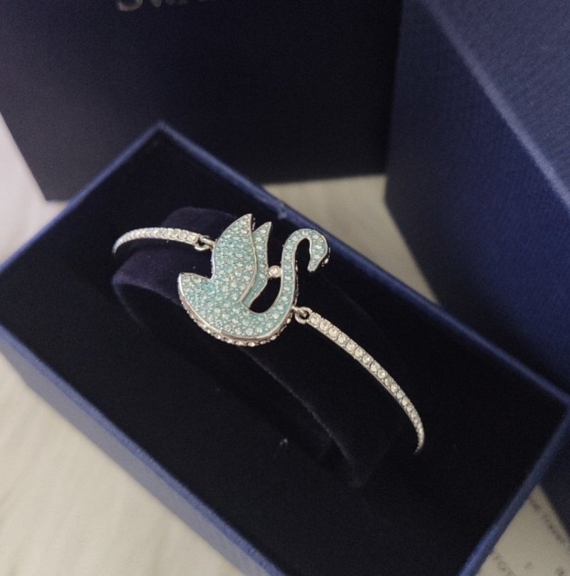 Swarovski Iconic Swan Blue Crystal Bangle Bracelet view