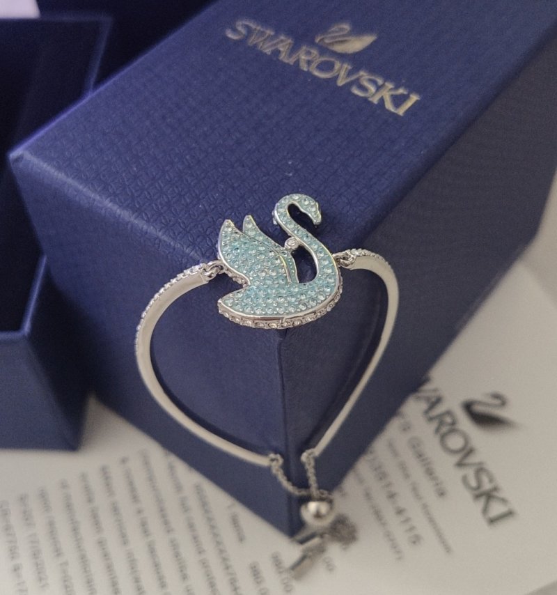Swarovski Iconic Swan Blue Crystal Bangle Bracelet view