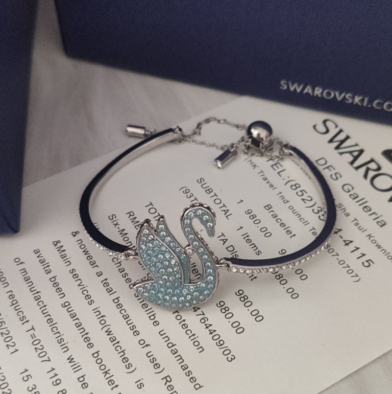 Swarovski Iconic Swan Blue Crystal Bangle Bracelet view