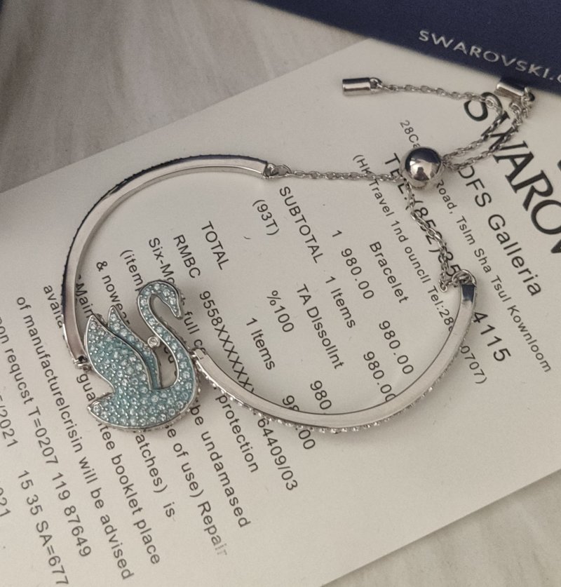 Swarovski Iconic Swan Blue Crystal Bangle Bracelet view
