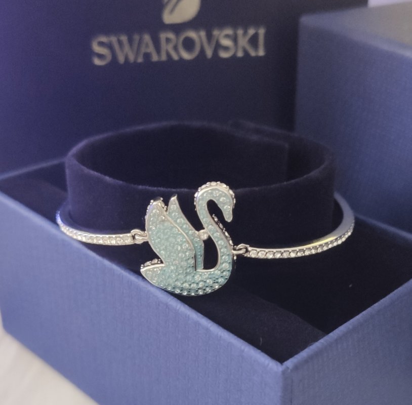 Swarovski Iconic Swan Blue Crystal Bangle Bracelet view