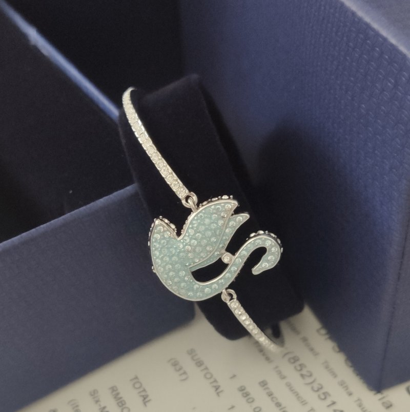 Swarovski Iconic Swan Blue Crystal Bangle Bracelet view