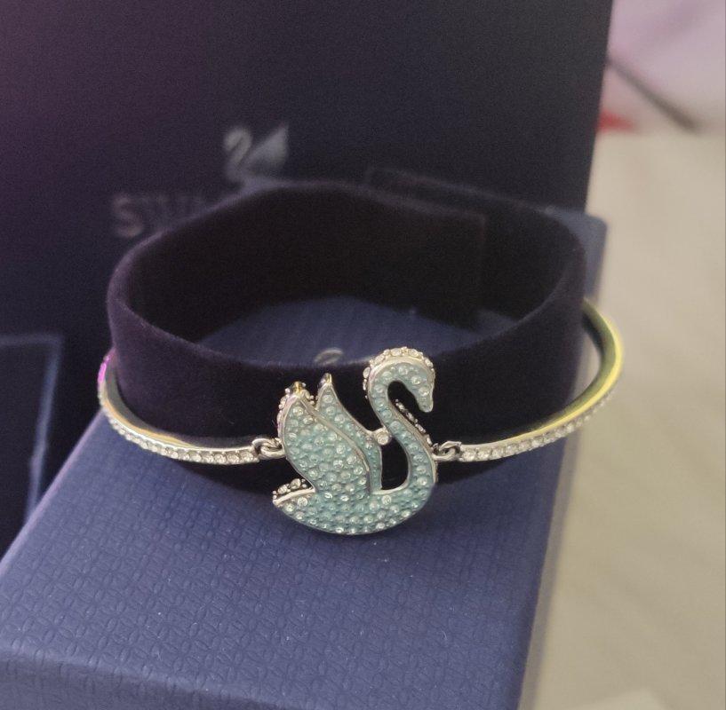 Swarovski Iconic Swan Blue Crystal Bangle Bracelet view