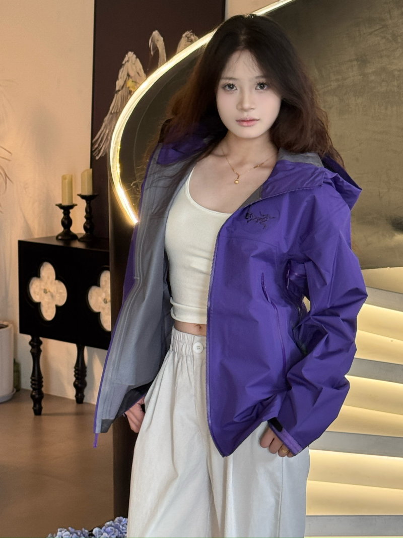 Arc'teryx Beta SL Hooded Windbreaker Jacket Silver Purple