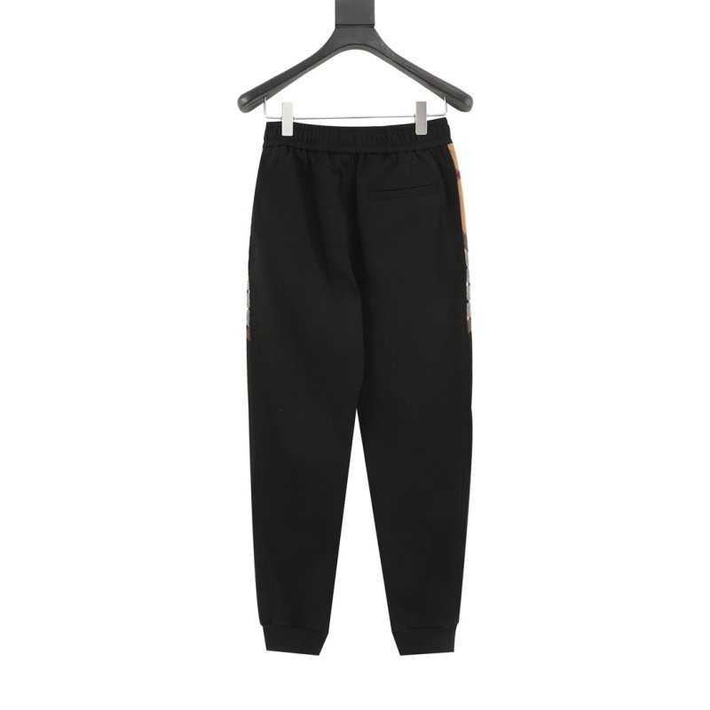 Black Cargo Pants with Brown Stripe Detail view