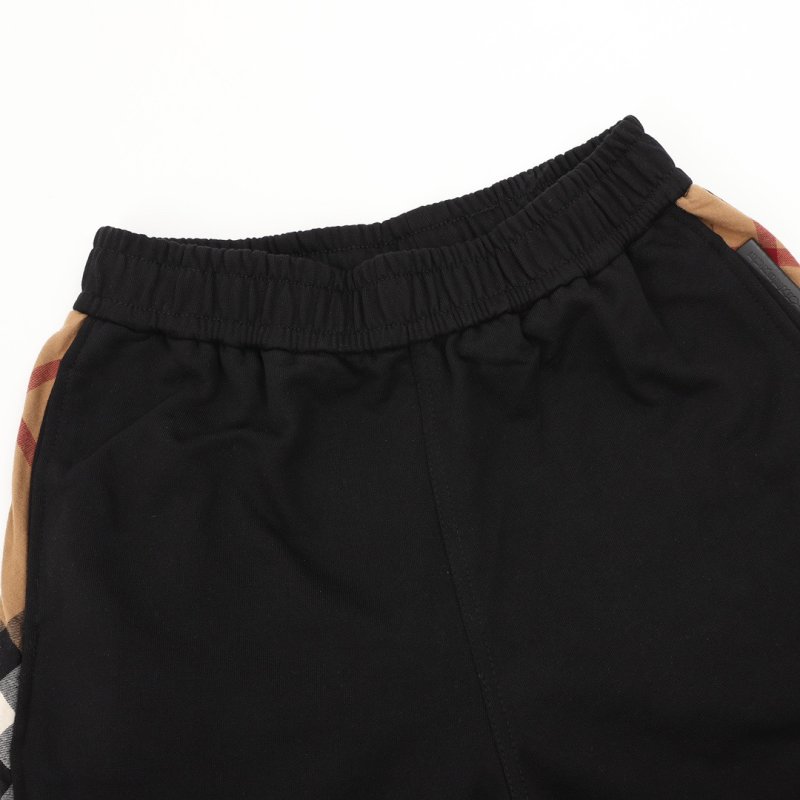 Black Cargo Pants with Brown Stripe Detail view